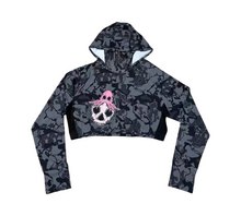 Load image into Gallery viewer, Crop topped hooded Rashguard 💀🐙 (black)
