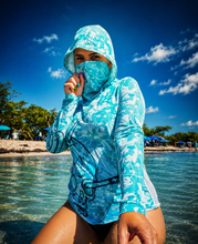 Load image into Gallery viewer, Women’s Benditto UV Rashguard Longsleeve Hooded / Face Mask
