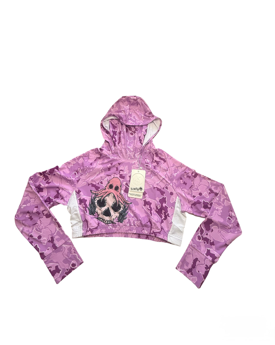 MCrop topped hooded Rashguard 💀🐙 (purple|pink)