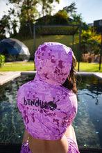 Load image into Gallery viewer, MCrop topped hooded Rashguard 💀🐙 (purple|pink)
