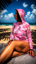 Load image into Gallery viewer, Women’s Benditto UV Rashguard Longsleeve Hooded / Face Mask (Pink)
