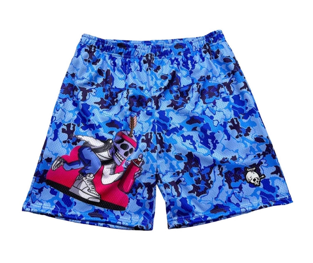 MESH SHORT GRAFFITI WRITER (Blue)