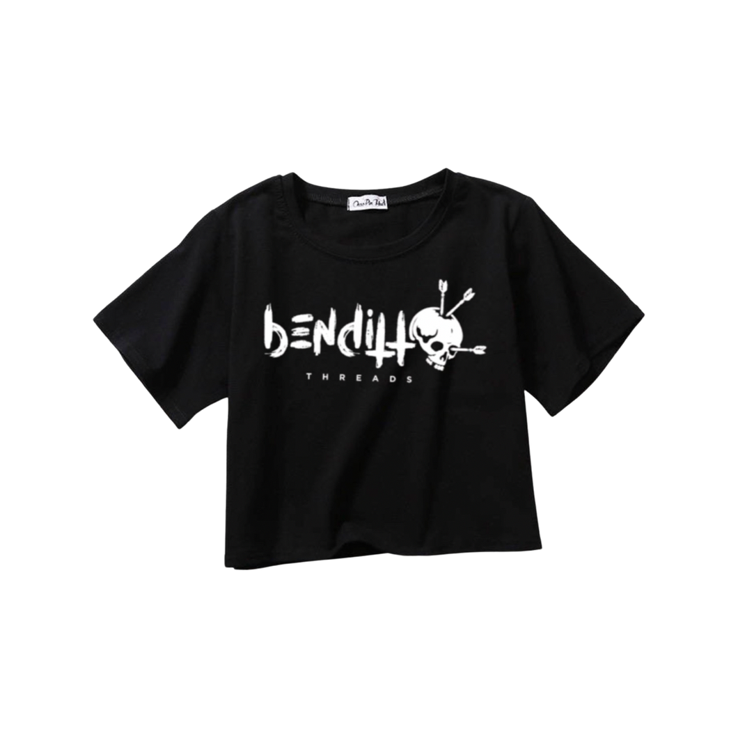 Benditto Cropped Top Tee. (Black)